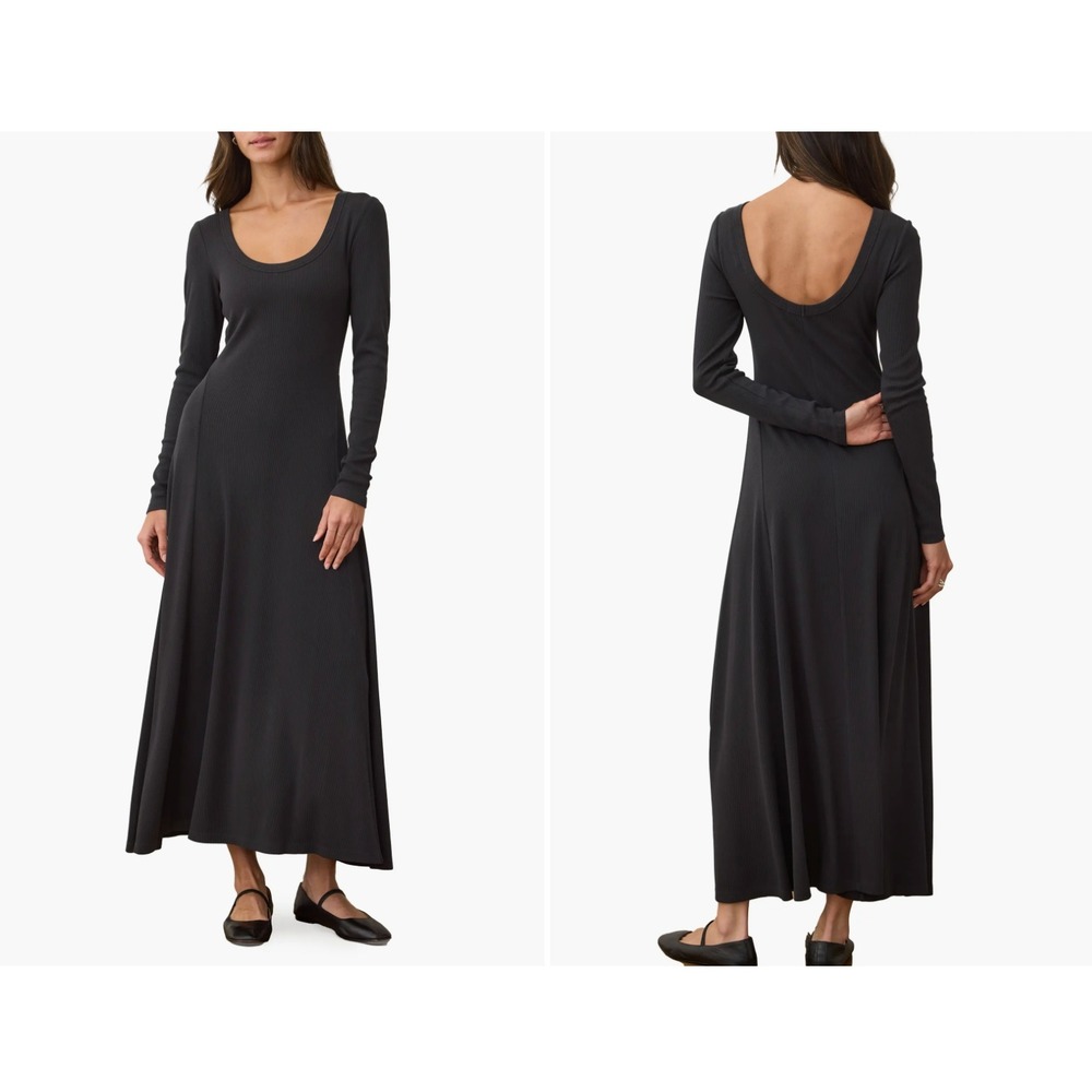 Marine‎ Layer Lexi Black Ribbed Maxi Dress